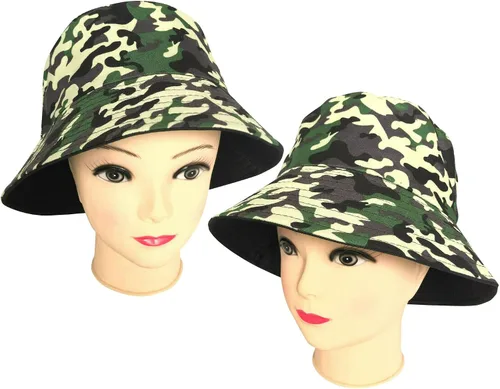 Miniatura 5 de Sombrero de pescador reversible para mujer, diseño de pescador, playa, para el verano, plegable, para el sol 2 piezas leopardo (verde+marrón)