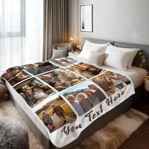 Miniatura 24 de Mantas personalizadas con 1 foto y texto impreso en Estados Unidos Manta personalizada con imagen de 30 x 40 pulgadas Mantas personalizadas