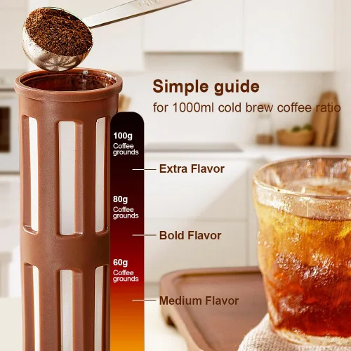 Miniatura 6 de Cafetera de café frío, portátil y duradera de 1 litro/35 onzas, hervidor de café y té helado, a prueba de fugas y sin BPA, filtro de malla extraíble