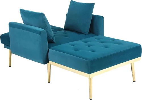Miniatura 4 de BEEY Sofá individual de tela, cómodo sillón tapizado, muebles de sala de estar, sofá biplaza azul marino de 53 pulgadas, sofás pequeños