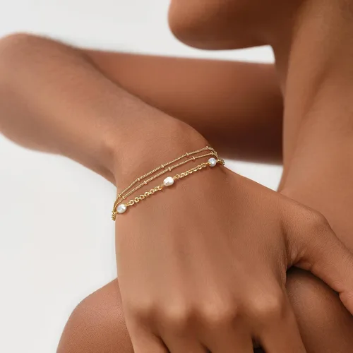 Miniatura 2 de MEVECCO Pulsera para mujer, chapada en oro de 14 quilates, cadena delicada, joyería simple, hecha a mano, minimalista para ella