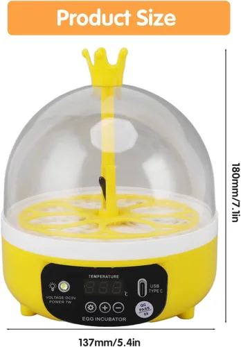 Miniatura 2 de Tissting Mini incubadora de 4 huevos con tapa transparente, control automático de humedad de temperatura de 7 W, máquina de incubación de aves