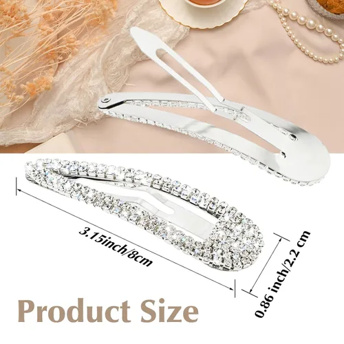 Miniatura 2 de WLLHYF 2 pinzas para el cabello con diamantes de imitación, horquillas de metal a presión, pasadores para el cabello con brillantina, pasadores