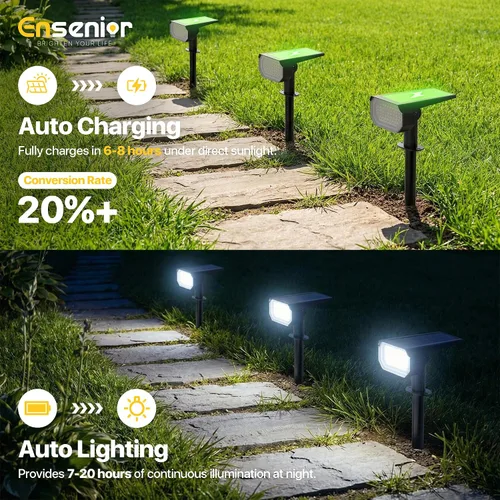 Miniatura 3 de Ensenior Focos solares para exteriores, 56 LEDs con brillo ajustable, 6500K, luces solares LED de jardín, iluminación de paisaje para Halloween