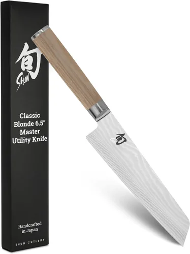 Miniatura 8 de Shun Cuchillo utilitario maestro clásico de 6.5 pulgadas, cuchillo japonés hecho a mano, núcleo VG-MAX con revestimiento de acero inoxidable