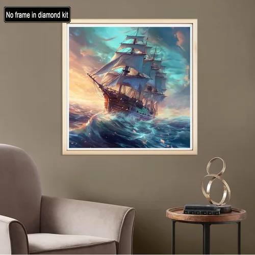 Miniatura 2 de Diymood Pintura por números para adultos, barco, pintura al óleo náutica acrílica por números, kits para niños y adultos principiantes