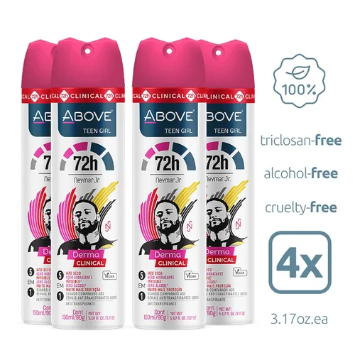 Miniatura 5 de ABOVE 72H - Desodorante en aerosol para todo el cuerpo para mujeres, Neymar Jr Teen Girl, desodorante antitranspirante en aerosol, sin manchas