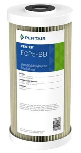 Pentair Pentek ECP5-BB Filtro de Agua para Sedimentos Big Blue, 10 Pulgadas, Cartucho de Repuesto de Celulosa Plisada de Poliéster Resistente para