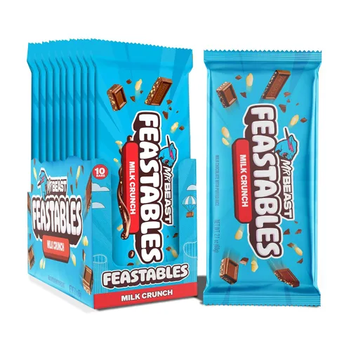 Miniatura 6 de MrBeast Feastables - Barra de chocolate con caramelo, tamaño King, 10 unidades, caramelo de chocolate suave relleno de caramelo, cacao de comercio