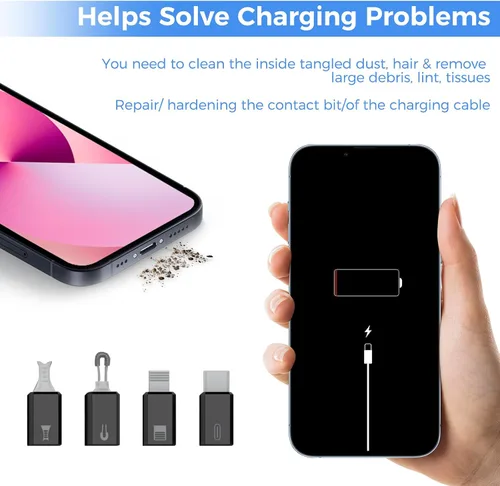 Miniatura 4 de Herramienta de limpieza de puerto de carga para iPhone, kit de limpieza y reparación JiaTeums para iPhone y Airpod, teléfono celular, computadora