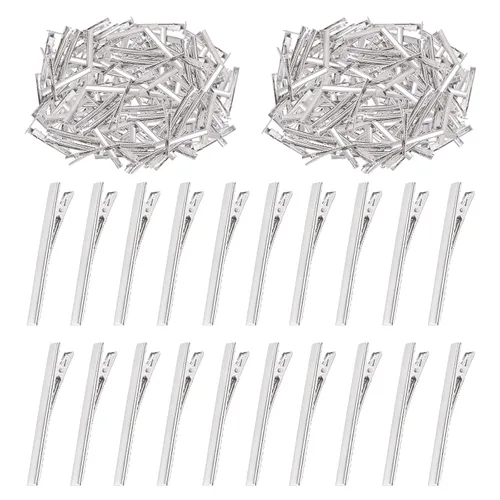 Miniatura 9 de Swpeet Juego surtido de 270 pinzas de cocodrilo de 5 tamaños, para pinzas de pelo de metal con parte superior plana, horquillas de una sola punta