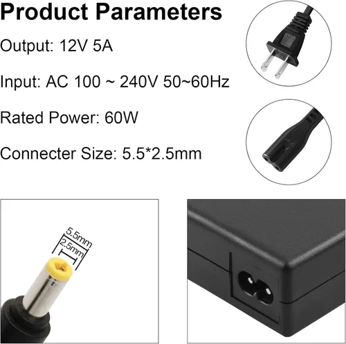 Miniatura 2 de Cargador adaptador de CA, cable de alimentación para HP 2011X 2211X 2311X, Insignia TV, cable de alimentación de monitor LCD BenQ AOC