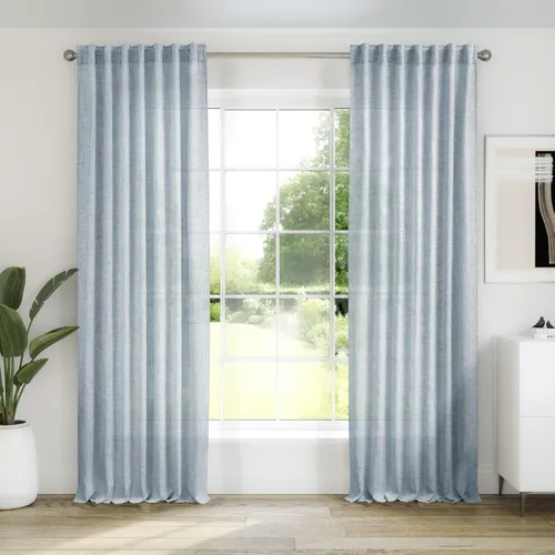 Miniatura 53 de Cortinas de lino 92 pulgadas de largo, juego de 2 paneles con bolsillo para barra, lengüeta trasera, cortinas transparentes para ventanas
