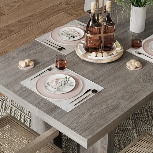 Miniatura 8 de Gyfimoie Mesa de comedor grande de 71 pulgadas, mesa de comedor rústica para 6 a 8 personas, mesa de cocina rectangular gruesa con patas resistentes