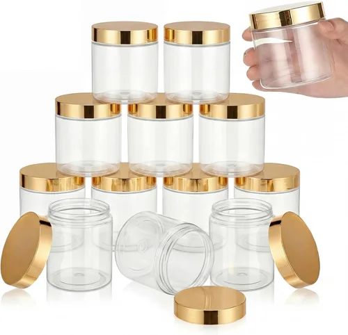 Miniatura 51 de SATINIOR Paquete de 12 frascos de plástico con tapas, frascos redondos para cosméticos de viaje, para artículos de tocador, loción, crema