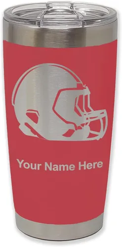 Miniatura 23 de LaserGram Vaso aislado al vacío de 20 onzas, casco de fútbol, grabado personalizado incluido (morado claro)