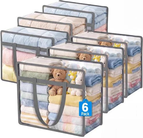 Miniatura 8 de Bolsas de almacenamiento Budding Joy con cierre transparente para ropa, organizadores de armario de 40L y contenedores de almacenamiento, bolsa
