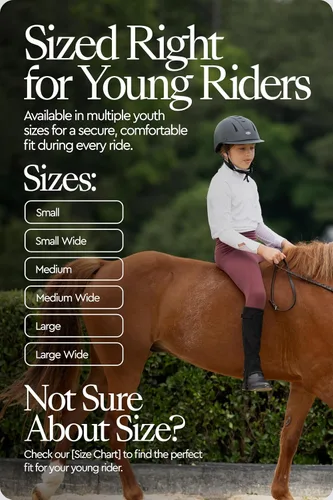 Miniatura 2 de HORZE Amara Polainas ecuestres para equitación inglesa unisex para niños Par de polainas con cremallera de cuero sintético Tabla de tallas