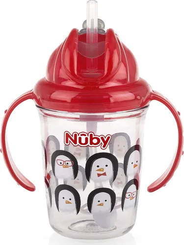 Miniatura 11 de Nuby Tritan - Taza estampada con asa doble con popote con 360 hilos, sin derrames, los colores pueden variar