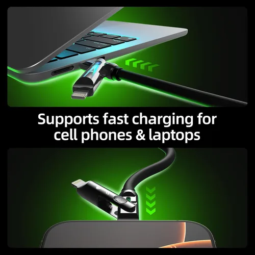 Miniatura 6 de MFish Cable de carga rápida 4 en 1, 6.6 pies 240 W PD 3.1 USB-A/USB-C a USB-C e Lightning, cable de carga múltiple de silicona con funda, compatible