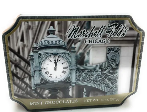 Frango Mint Chocolates in Marshall Fields Chicago - Lata de reloj de 14 onzas