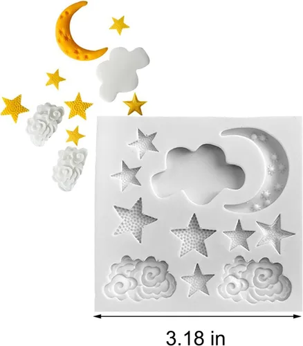 Miniatura 4 de Moldes de silicona con forma de nubes de luna y estrella, molde para decoración de chocolate para cupcakes, galletas, jabón, vela, yeso, cristal