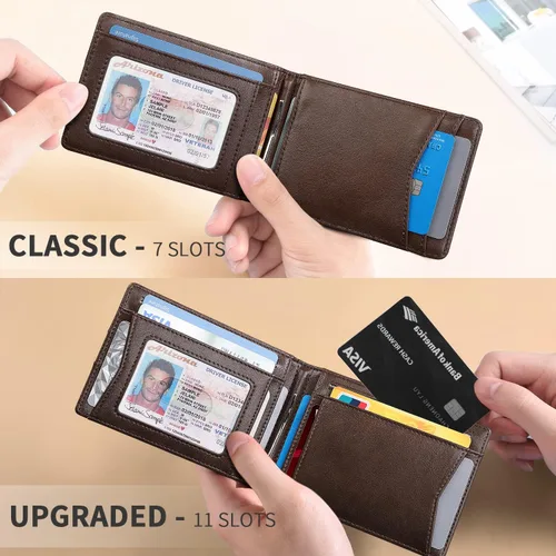 Miniatura 2 de RUNBOX Minimalist Slim Wallet for Men with Money Clip RFID Blocking Front Pocket Leather