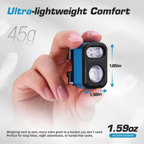Miniatura 2 de EverBrite Linterna frontal recargable de 400 lúmenes, lámpara de cabeza ligera y cómoda de 1.59 onzas con clip para sombrero, IP67 impermeable, luz