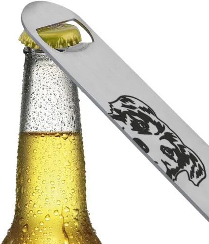 Miniatura 2 de WIRESTER Abrebotellas plano de acero inoxidable grabado con láser, abrebotellas de cerveza para cocina, bar, restaurante, pastor australiano Bulldog