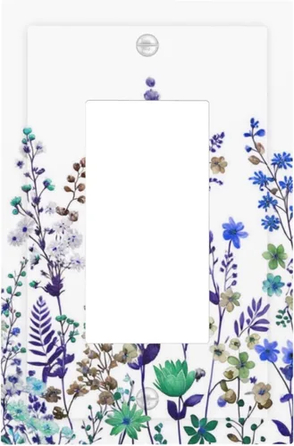 Miniatura 77 de Cubierta de Interruptor de Luz de 1 Gang con Flores Silvestres Bohemias, Hierbas, Floral, Decorativa, Planta Botánica, Naturaleza, Acuarela, Placa
