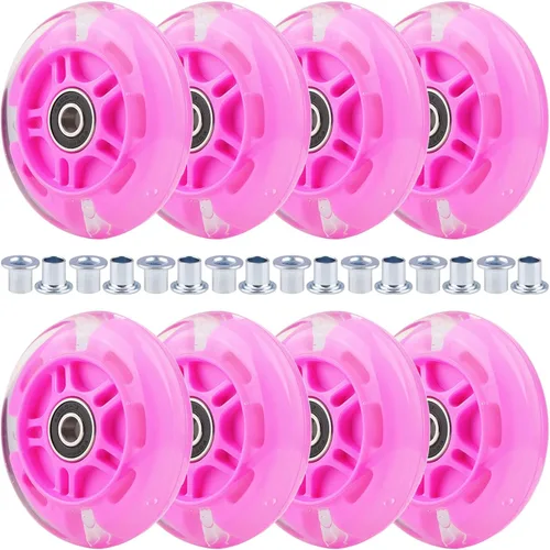 Miniatura 18 de 8 piezas de ruedas de patinaje en línea con luz LED, ruedas iluminadas 64/70/72/76/80mm con buje 85-88A para niños y jóvenes principiantes, patinaje