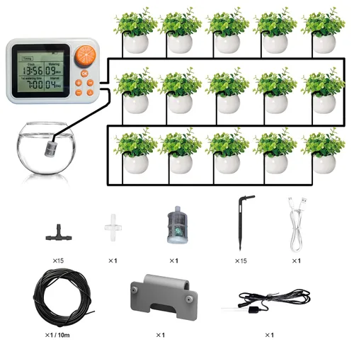 Miniatura 7 de Kit de riego por goteo, sistema de riego de plantas de interior, riego automático para plantas, sensor de humedad de plantas, temporizador y sistema