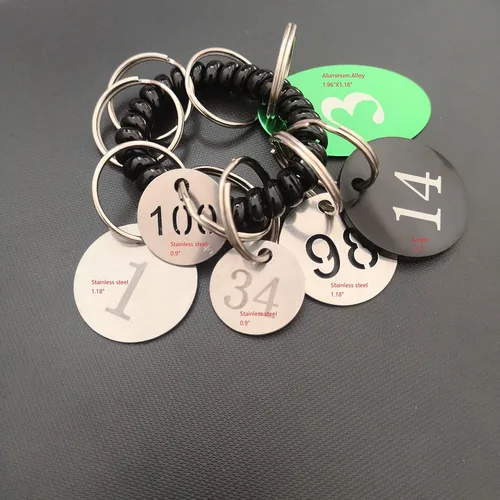 Miniatura 6 de Diámetro de 1.18 pulgadas de acero inoxidable hueco, etiquetas clave con anillos (1-10)