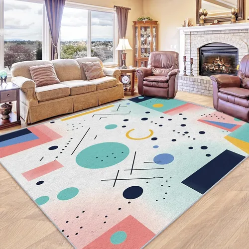 Memphis Style Rug - Vintage Memphis Rug, 2x3 Rug, Retro 70s 80s Area Rug & Room Decor, Abstract Geometric Colorful Carpet & Home Decor, Washable Non