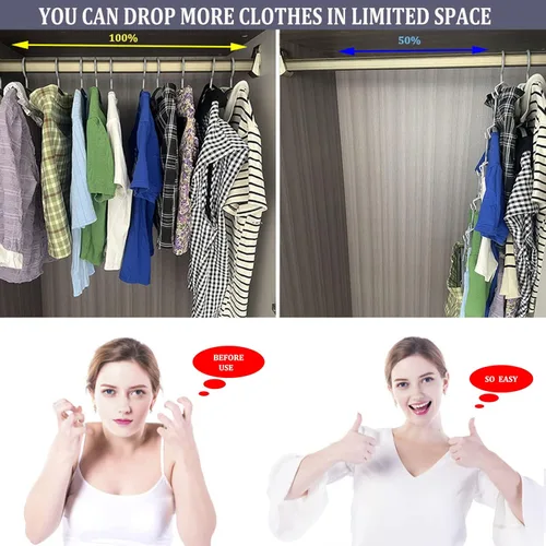Miniatura 2 de Ganchos para colgar ropa, 64 clips extensores de colgador, ganchos en cascada, utilizados en perchas de armario, ahorro de espacio y armarios