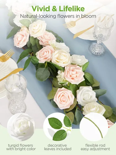 Miniatura 2 de InnoGear Flores artificiales, 100 rosas falsas de espuma blanca a granel con tallos para decoración, ramos de boda, centros de mesa, despedida
