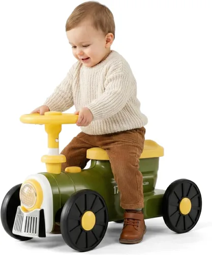 Miniatura 10 de OLAKIDS Auto de empuje para niños, auto deslizante de pie a piso con sonido de silbato de tren, almacenamiento debajo del asiento, regalo