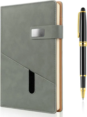 Miniatura 20 de Cuaderno A5 en blanco, cuaderno de bocetos de cuero de tapa dura recargable con bolsillo y hebilla magnética, 240 páginas gruesas de viaje para Negro