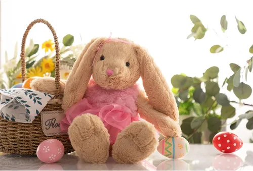 Miniatura 8 de HollyHOME Conejo de ballet de peluche de conejo en vestido de gasa lindo conejo de Pascua muñeca para niños 21 pulgadas rosa