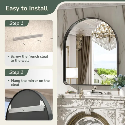 Miniatura 285 de TokeShimi - Espejo para pared de baño, espejo de tocador con marco de metal de aleación de aluminio mate cepillado e inoxidable, decoración rústica