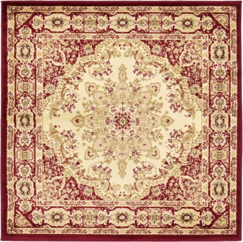 Miniatura 18 de Unique Loom - Alfombra clásica tradicional, colección Versalles, Polipropileno, Rojo/Borgoña