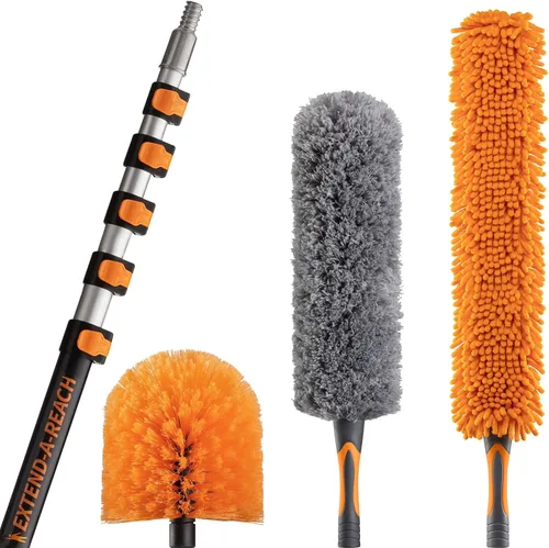 Miniatura 11 de Kit de plumero de alto alcance de 36 pies con poste de extensión de 5-30 pies/ Kit de limpieza de plumero de techo alto con poste