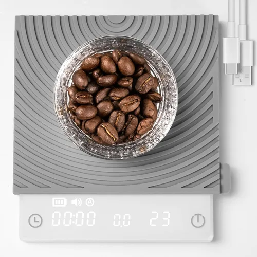 Miniatura 9 de Báscula de café TIMEMORE Basic 2.0 con temporizador, báscula de espresso de espejo negro con función de tasa de flujo, 2000g/0.1g de alta precisión