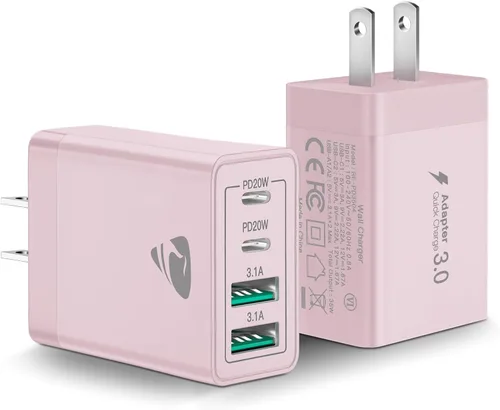 Miniatura 12 de Paquete de 2 Cargadores de Pared USB C, Bloque Cargador Rápido USB C de 40W y 4 Puertos con Puerto Dual QC+PD 3.0 Adaptador de Energía, Cargador
