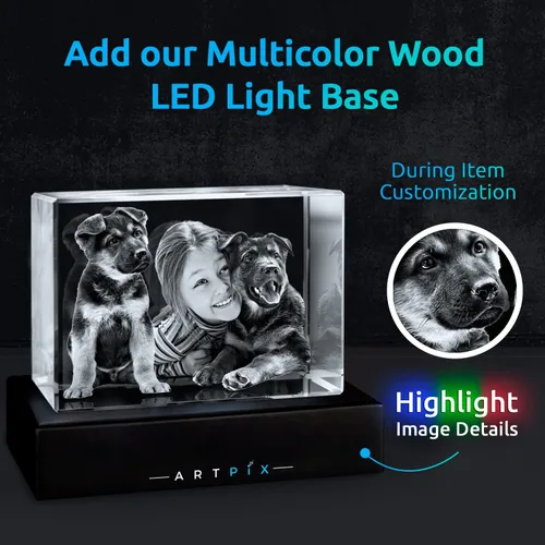 Miniatura 3 de ArtPix 3D Foto de cristal, regalos conmemorativos personalizados para perros con tu propia foto para los amantes de los perros, dueños de mascotas