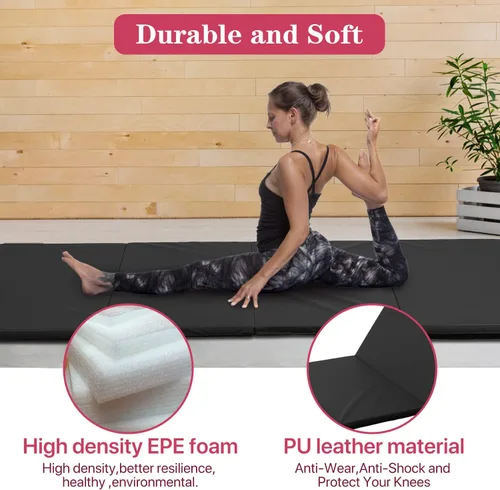 Miniatura 3 de Colchoneta de gimnasia para gimnasio en casa, plegable, portátil, de 4 x 10 x 2 pulgadas, extra gruesa, con asas de transporte, para niños y adultos