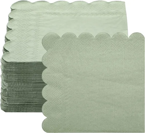 Fuutreo 200 servilletas de cóctel de 2 capas con bordes festoneados plegadas de 5 x 5 pulgadas, desechables para cenas, bodas, fiestas de Verde