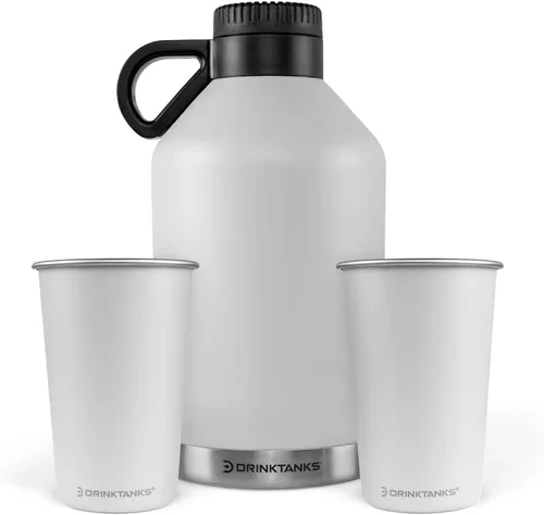 Miniatura 8 de DrinkTanks® - Growlers de acero inoxidable de 64 onzas para cerveza y tazas de acero inoxidable de 16 onzas, cultivador de cerveza aislado con 2