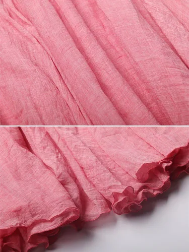 Miniatura 48 de OCHENTA Falda larga de lino y algodón bohemio para mujeres y niñas para vacaciones de verano en la playa