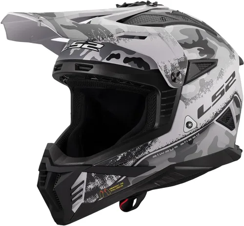 LS2 Helmets Gate II - Casco integral para motocicleta MX Carabina Mate Gris/Negro
